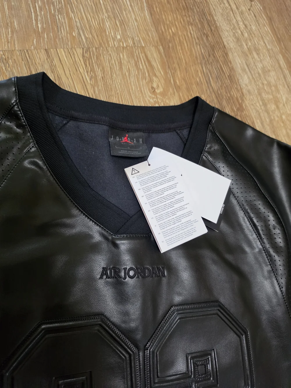 Nike Air Jordan 23 Vegan Leather Black Jersey Shirt Mens SZ 